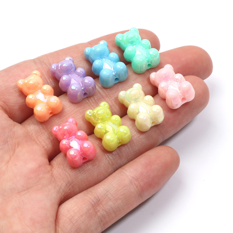 20tk 11x18mm läikivad armsad karuhelmed Macaron AB akrüülist vahehelmed ehete valmistamiseks DIY käevõru kaelakee võtmehoidja võlu