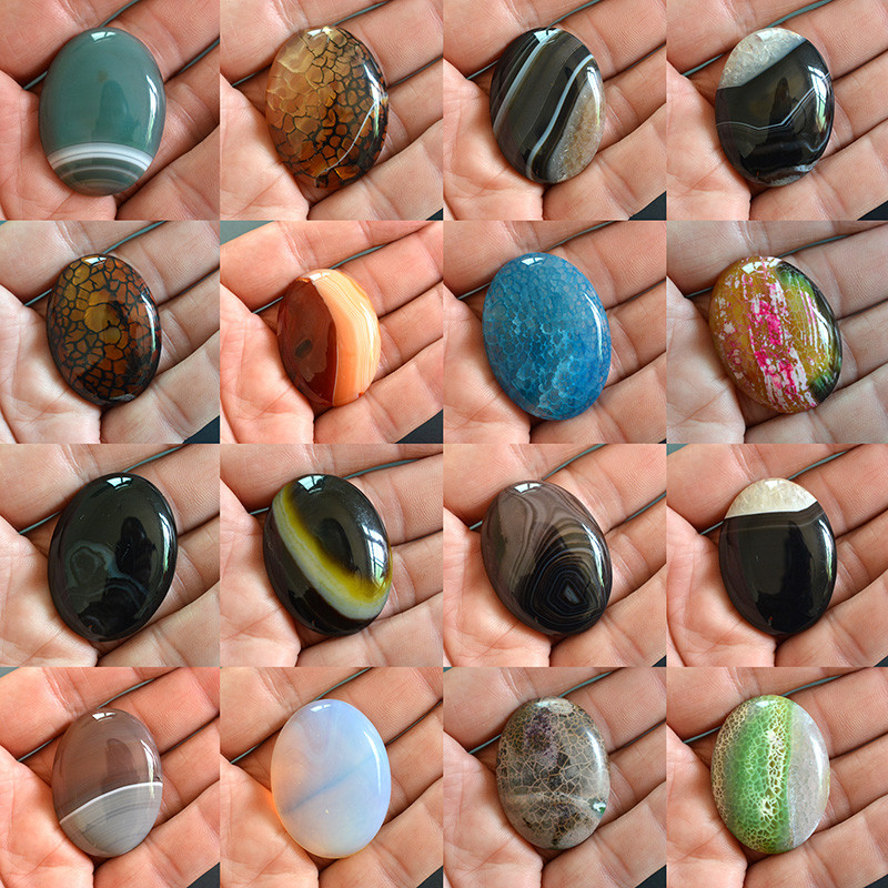 FLTMRH 40mmx30mm Ovalne perle od crvenog ahata Cabochon Flatback Dome Neizbušene perle od prirodnog kamena za DIY Pandandt Naušnice Prsten Zlatar