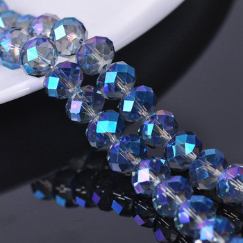 Μπλε χρωματιστό Rondelle Faceted Czech Crystal Glass 3mm 4mm 6mm 8mm 10/12/14/16/18mm Loose Spacer Beads for Jewelry Making DIY