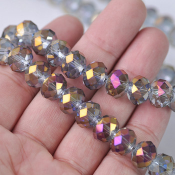 Μπλε χρωματιστό Rondelle Faceted Czech Crystal Glass 3mm 4mm 6mm 8mm 10/12/14/16/18mm Loose Spacer Beads for Jewelry Making DIY
