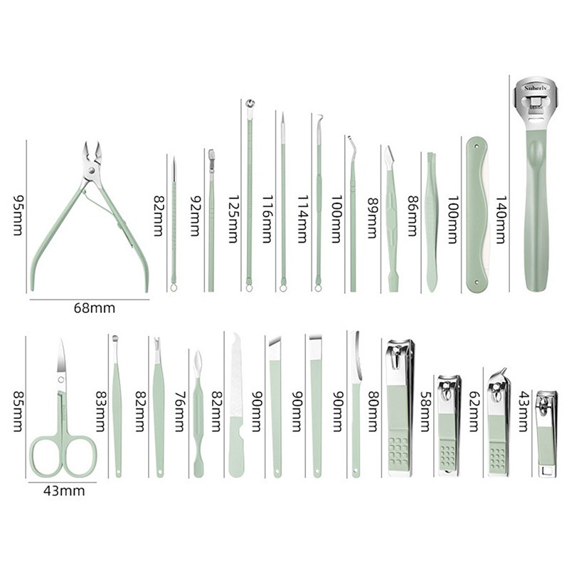 4 tk-22 tk küünekunsti lõikur pediküüri käärid küünelõikuri tööriistakomplekt maniküüri pediküüri surnud naha eemaldaja koos nahkümbrisega