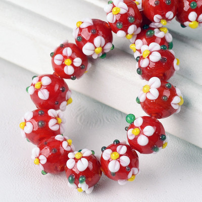 10 vnt 10 mm apvalios gėlės Rankų darbo lempos stiklas laisvi amatų karoliukai papuošalams gaminti „pasidaryk pats“