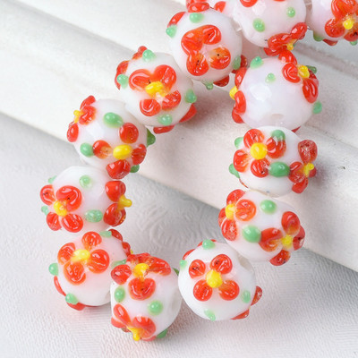 10 vnt 10 mm apvalios gėlės Rankų darbo lempos stiklas laisvi amatų karoliukai papuošalams gaminti „pasidaryk pats“