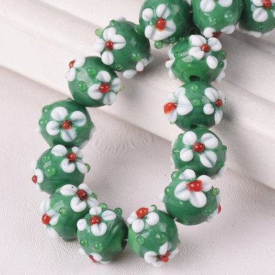 10 vnt 10 mm apvalios gėlės Rankų darbo lempos stiklas laisvi amatų karoliukai papuošalams gaminti „pasidaryk pats“