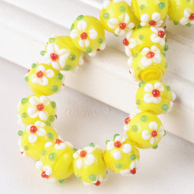 10 vnt 10 mm apvalios gėlės Rankų darbo lempos stiklas laisvi amatų karoliukai papuošalams gaminti „pasidaryk pats“