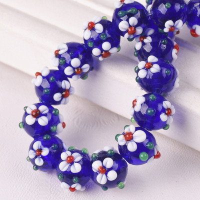 10 vnt 10 mm apvalios gėlės Rankų darbo lempos stiklas laisvi amatų karoliukai papuošalams gaminti „pasidaryk pats“