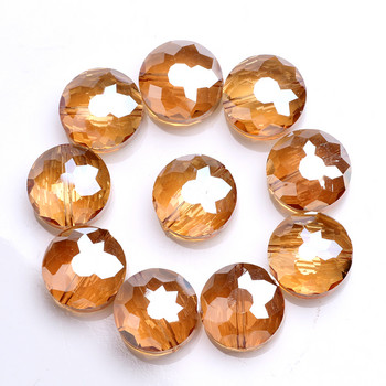 ZHUBI 10 бр. Стъклени кръгли каменни мъниста 14 mm Фасетирани кристални плоски мъниста Направи си сам бижута Занаяти Материални находки Подходяща гривна