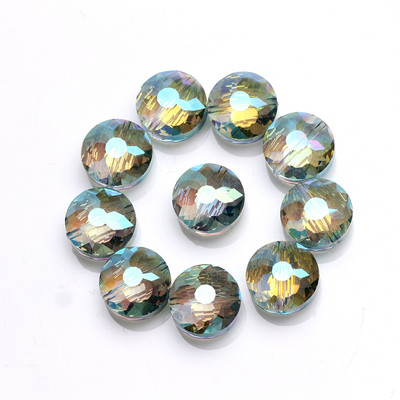 ZHUBI 10 tk Klaasist ümmargused kivihelmed 14 mm lihvitud kristallist lamedad helmed DIY Ehted Käsitöö Materjalide leiud Fit Käevõru