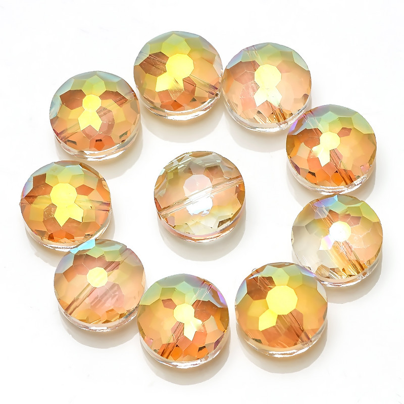 ZHUBI 10 tk Klaasist ümmargused kivihelmed 14 mm lihvitud kristallist lamedad helmed DIY Ehted Käsitöö Materjalide leiud Fit Käevõru
