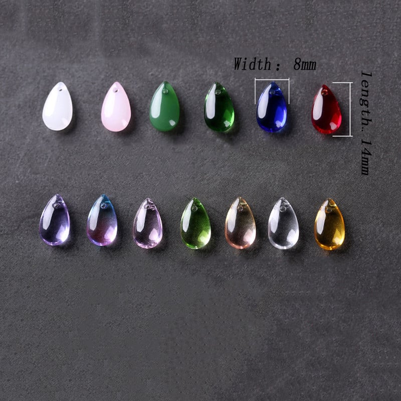 Mibrow 20 tk 7 * 14 mm veetilga klaashelmed, millel on auk, pisar, klaasist võluripats, ehete valmistamise tarvikute jaoks