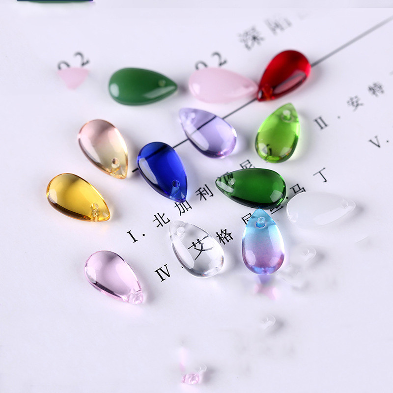 Mibrow 20 tk 7 * 14 mm veetilga klaashelmed, millel on auk, pisar, klaasist võluripats, ehete valmistamise tarvikute jaoks