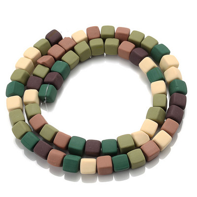 Ligikaudu 60 tk/kiud 6 mm kandilised savihelmed, laastud ketas lahtised vahetükid, käsitsi valmistatud Boho polümeerist helmed ehete valmistamiseks kaelakee jaoks