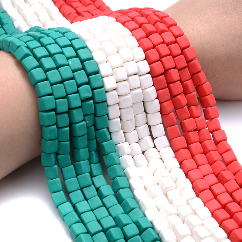 Ligikaudu 60 tk/kiud 6 mm kandilised savihelmed, laastud ketas lahtised vahetükid, käsitsi valmistatud Boho polümeerist helmed ehete valmistamiseks kaelakee jaoks