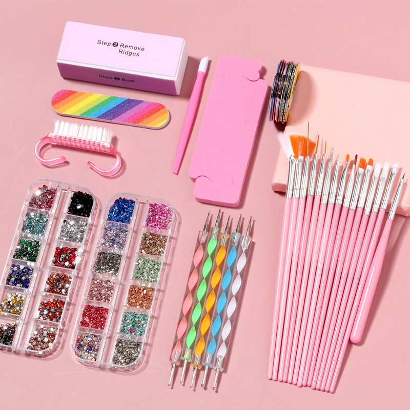 Maniküüri komplekt küünte litrite jaoks Küünehooldustarvikute komplekt Nail Art Pen Pintsel Küünte tarvikud Maniküüri tööriistad