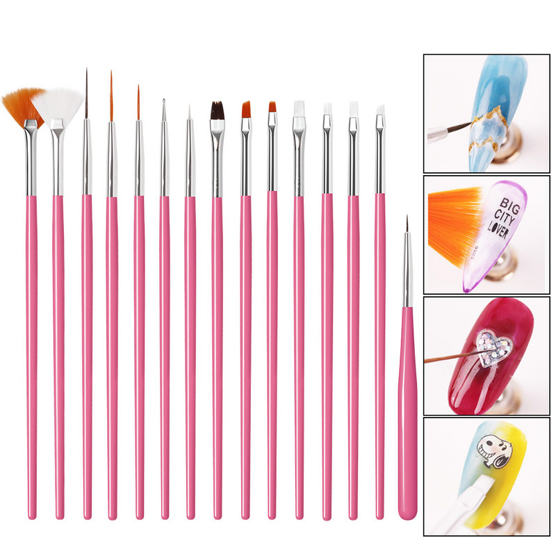 Maniküüri komplekt küünte litrite jaoks Küünehooldustarvikute komplekt Nail Art Pen Pintsel Küünte tarvikud Maniküüri tööriistad
