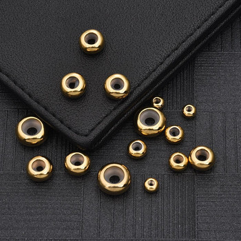 10 τεμ. Ανοξείδωτο ατσάλι Spacer Stopper Beads Λείες στρογγυλές χάντρες γούρι με σιλικόνη από καουτσούκ Βραχιόλι DIY Jewelry Findings