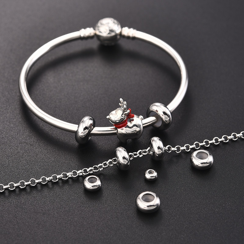 10 vnt nerūdijančio plieno tarpiklio kamščio karoliukai lygūs apvalūs karoliukai žavesys su silikonine guma, tinkanti apyrankė „pasidaryk pats“ papuošalų radiniai