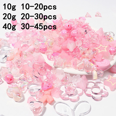 10G akrilo karoliukai šypsenos širdelės lanko gėlių karoliukai papuošalams gaminti pasidaryk pats rankų darbo telefono grandinėlė apyrankė stiklo karoliukai priedai