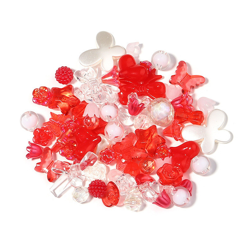 10G akrilo karoliukai šypsenos širdelės lanko gėlių karoliukai papuošalams gaminti pasidaryk pats rankų darbo telefono grandinėlė apyrankė stiklo karoliukai priedai