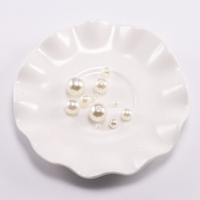 3/4/6/8/10/12 mm akrüülplastist ümmargune auguga ABS pärliimitatsiooni helmed lahtised vaherõngad ehete jaoks Otsimistarvikute valmistamiseks