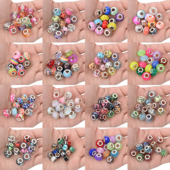 20x Color Mixed Big Hole European Beads Στρογγυλές Χαλαρές Χάντρες Spacer για Κατασκευή κοσμημάτων Pandora Bracelet DIY Charm Accessories