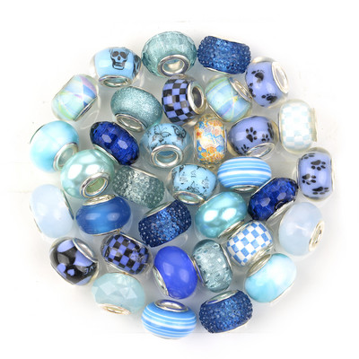 20x värvi segatud suure auguga vaik Euroopa helmed ümmargused lahtised vahehelmed ehete valmistamiseks Pandora käevõru DIY võlu tarvikud