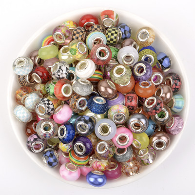 20x värvi segatud suure auguga vaik Euroopa helmed ümmargused lahtised vahehelmed ehete valmistamiseks Pandora käevõru DIY võlu tarvikud