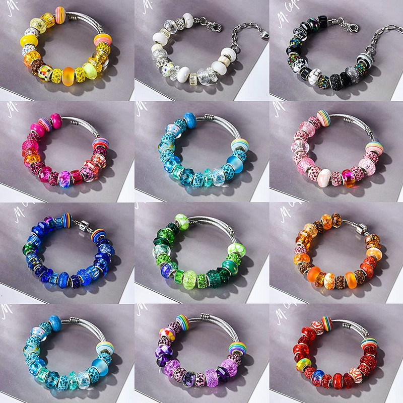 20x värvi segatud suure auguga vaik Euroopa helmed ümmargused lahtised vahehelmed ehete valmistamiseks Pandora käevõru DIY võlu tarvikud