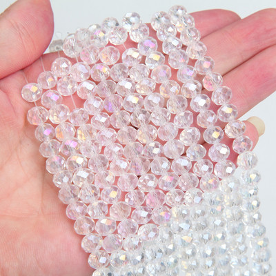 Κολιέ κολιέ με κρυστάλλινες γυάλινες χάντρες 1 κλώνου 6*8 χλστ.