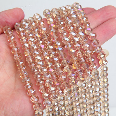 Κολιέ κολιέ με κρυστάλλινες γυάλινες χάντρες 1 κλώνου 6*8 χλστ.