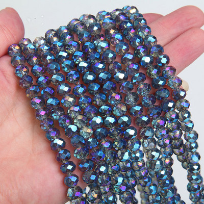 Κολιέ κολιέ με κρυστάλλινες γυάλινες χάντρες 1 κλώνου 6*8 χλστ.