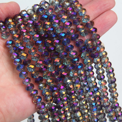 Κολιέ κολιέ με κρυστάλλινες γυάλινες χάντρες 1 κλώνου 6*8 χλστ.