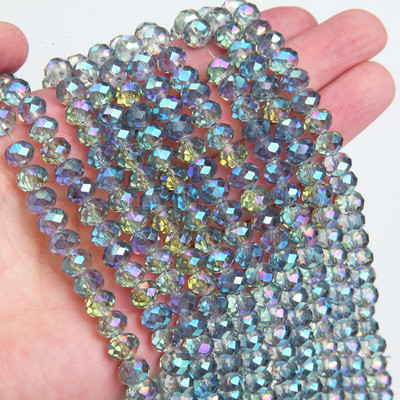 Κολιέ κολιέ με κρυστάλλινες γυάλινες χάντρες 1 κλώνου 6*8 χλστ.