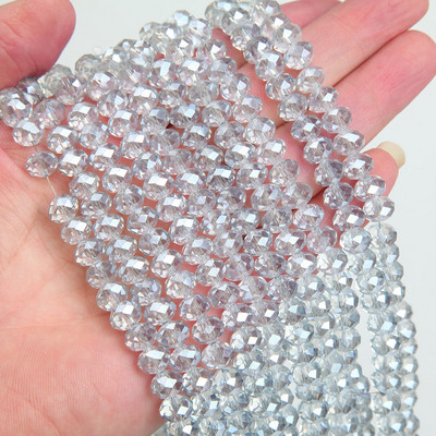 Κολιέ κολιέ με κρυστάλλινες γυάλινες χάντρες 1 κλώνου 6*8 χλστ.