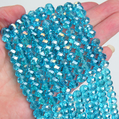 Κολιέ κολιέ με κρυστάλλινες γυάλινες χάντρες 1 κλώνου 6*8 χλστ.