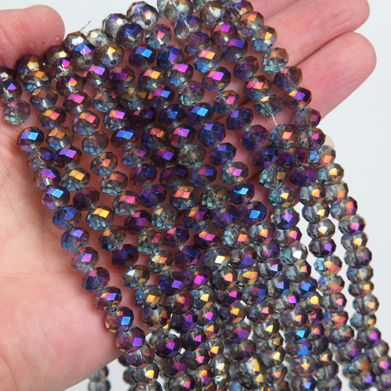 Κολιέ κολιέ με κρυστάλλινες γυάλινες χάντρες 1 κλώνου 6*8 χλστ.