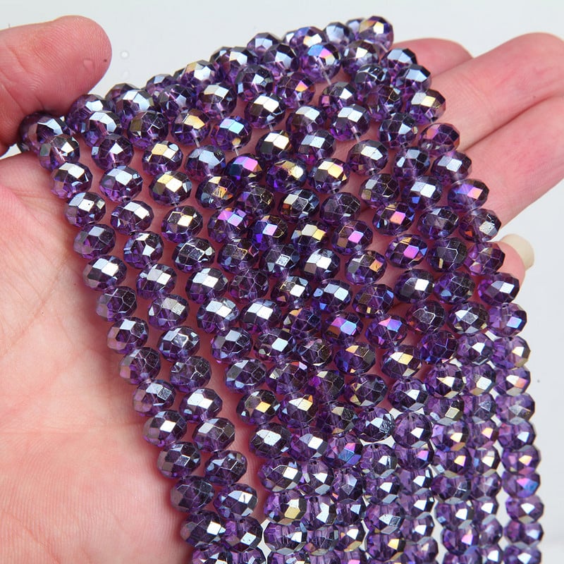 Κολιέ κολιέ με κρυστάλλινες γυάλινες χάντρες 1 κλώνου 6*8 χλστ.