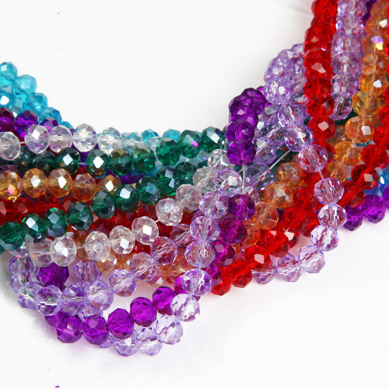 Κολιέ κολιέ με κρυστάλλινες γυάλινες χάντρες 1 κλώνου 6*8 χλστ.