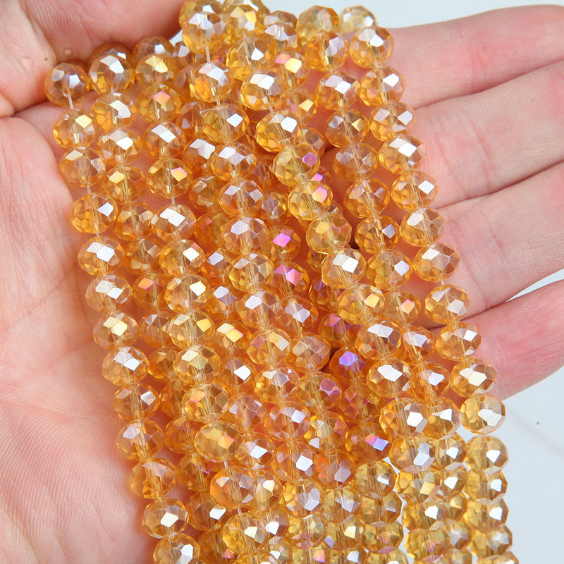 Κολιέ κολιέ με κρυστάλλινες γυάλινες χάντρες 1 κλώνου 6*8 χλστ.