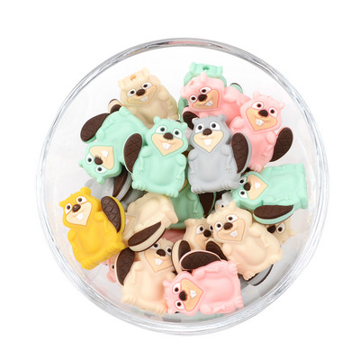 LOFCA 5 kom Suncokret Silikonske perle Crtići sa životinjama Dječje grickalice Igračke Perle za žvakanje Prehrambene kvalitete DIY Cucle Lanci Dodaci