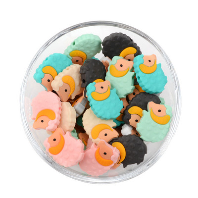 LOFCA 5 kom Suncokret Silikonske perle Crtići sa životinjama Dječje grickalice Igračke Perle za žvakanje Prehrambene kvalitete DIY Cucle Lanci Dodaci