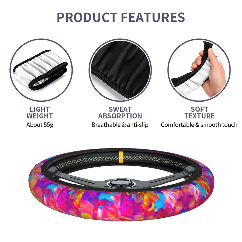 Floral Fantasy Navlaka za upravljač automobila Podebljana apstraktna ružičasta zaštita za automobilski upravljač Elastische Car-styling Dodaci za automobile