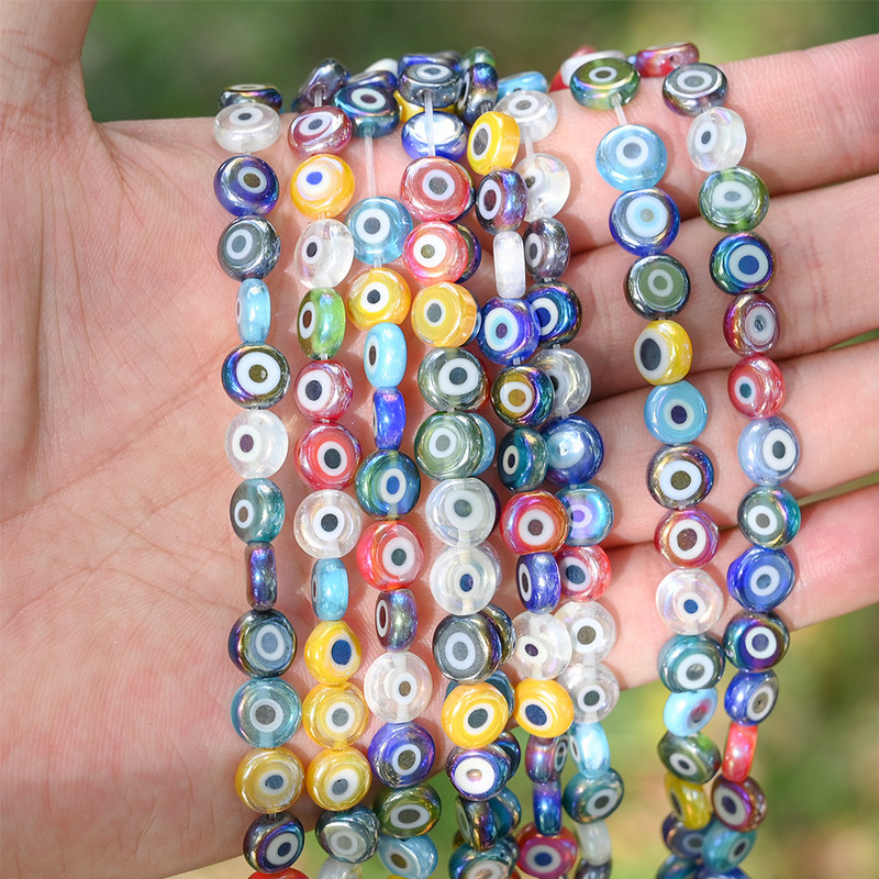 6mm 8mm 10mm Evil Eye ovaalsed helmed AB värvilised silmavahehelmed ehete valmistamiseks DIY käsitsi valmistatud kõrvarõngad käevõru kaelakee tarvikud
