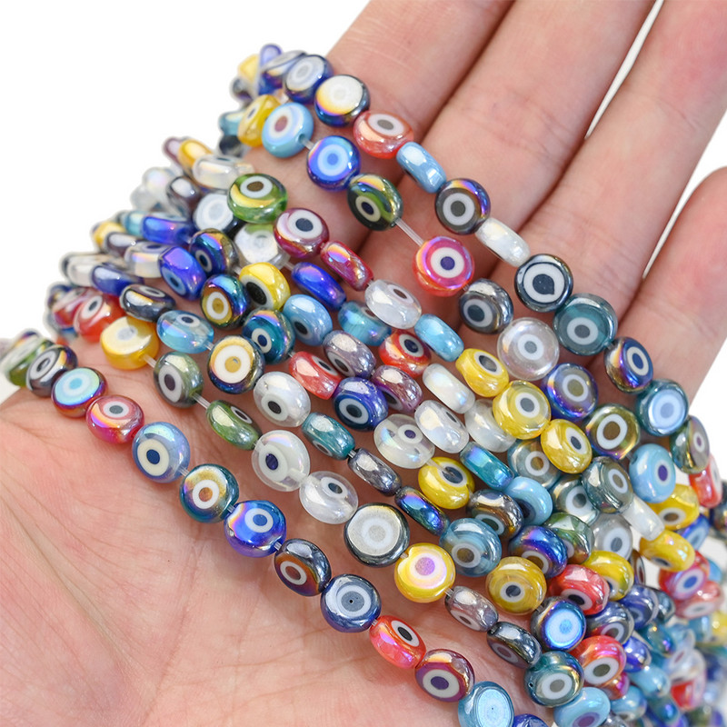 6mm 8mm 10mm Evil Eye ovaalsed helmed AB värvilised silmavahehelmed ehete valmistamiseks DIY käsitsi valmistatud kõrvarõngad käevõru kaelakee tarvikud