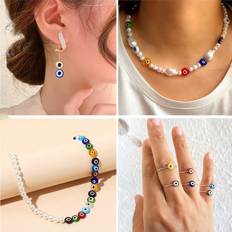 6mm 8mm 10mm Evil Eye ovaalsed helmed AB värvilised silmavahehelmed ehete valmistamiseks DIY käsitsi valmistatud kõrvarõngad käevõru kaelakee tarvikud