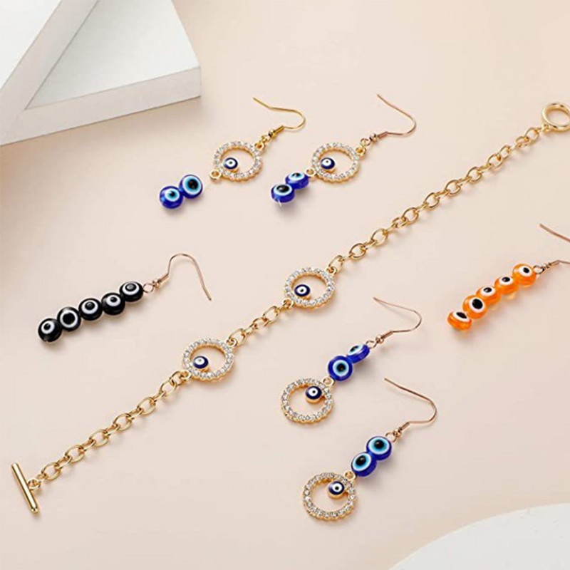 6mm 8mm 10mm Evil Eye ovaalsed helmed AB värvilised silmavahehelmed ehete valmistamiseks DIY käsitsi valmistatud kõrvarõngad käevõru kaelakee tarvikud