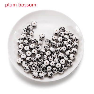 10Pcs/Lot 11mm Cvjetni uzorci Okrugli keramički porculanski odstojnik Rasute perle za DIY Narukvice Naušnice Dodaci za izradu nakita