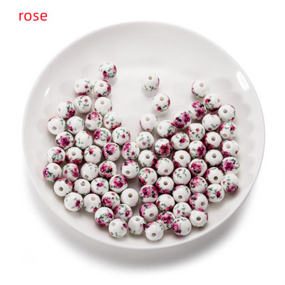 10Pcs/Lot 11mm Cvjetni uzorci Okrugli keramički porculanski odstojnik Rasute perle za DIY Narukvice Naušnice Dodaci za izradu nakita