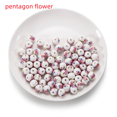 10Pcs/Lot 11mm Cvjetni uzorci Okrugli keramički porculanski odstojnik Rasute perle za DIY Narukvice Naušnice Dodaci za izradu nakita