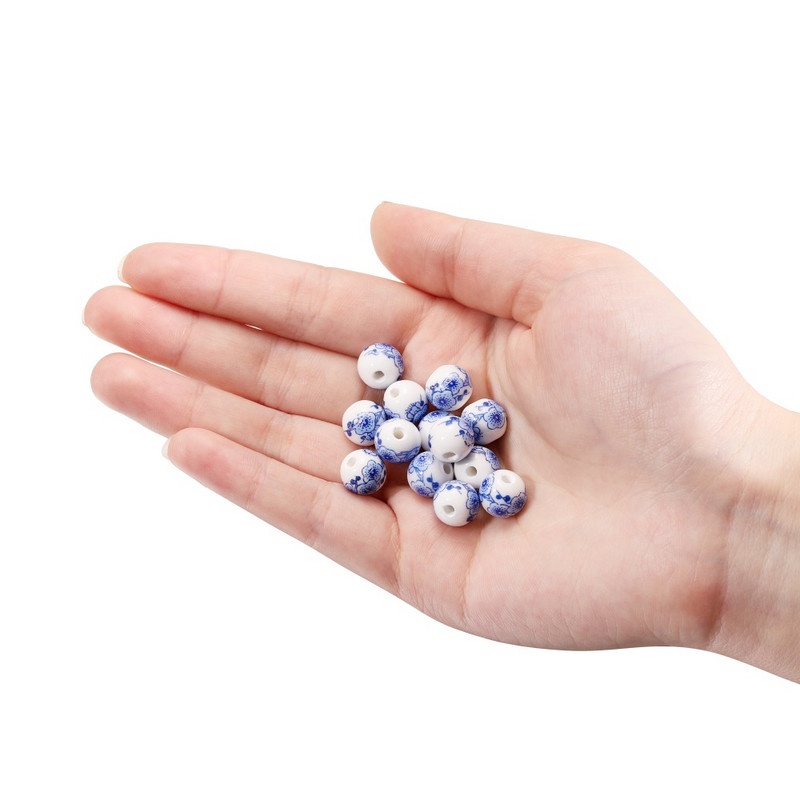 10Pcs/Lot 11mm Cvjetni uzorci Okrugli keramički porculanski odstojnik Rasute perle za DIY Narukvice Naušnice Dodaci za izradu nakita